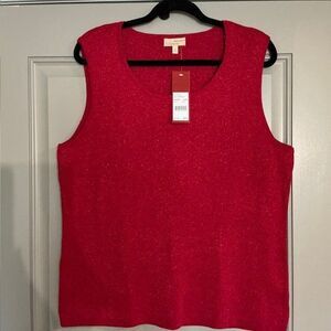 Choices "Red Velvet" Color Sleeveless Shiny Tunic Blouse Sz XL NWT ***